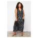 Trendyol Curve Black A-line Animal Patterned Maxi/Long Knitted Dress