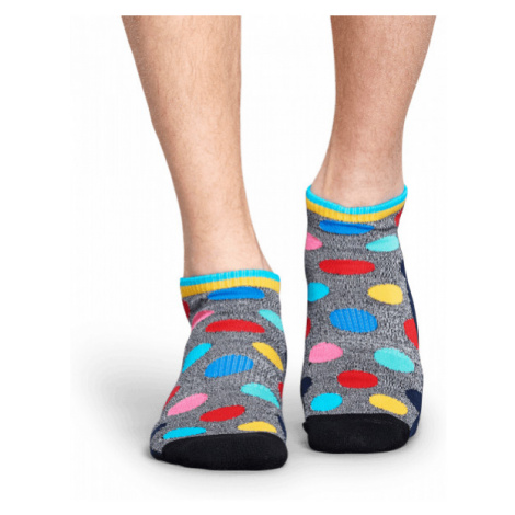 Nízké šedé ponožky Happy Socks s barevnými puntíky, vzor Big Dot // kolekce Athletic