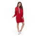 Mikinové dámské šaty červené barvy s kapucí