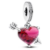 Pandora Půvabný stříbrný přívěsek Prostřelené srdce šípem 793085C01
