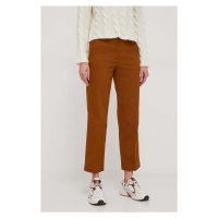 Kalhoty Sisley dámské, hnědá barva, jednoduché, high waist
