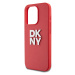 PU Leather Stack Logo Wrist Strap Zadní Kryt pro iPhone 15 Pro Max Red DKNY