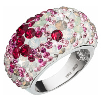 Evolution Group Stříbrný prsten s krystaly Swarovski mix barev červená 35028.3
