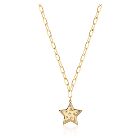S`Agapõ Pozlacený náhrdelník Hvězda s krystaly Stellar SSE06 S'Agapõ