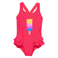 COLOR KIDS-Swimsuit W. Application, diva pink Růžová