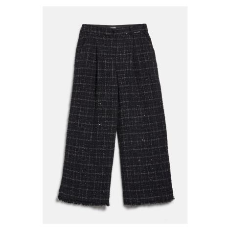 Kalhoty karl lagerfeld boucle pants black/silver