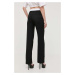 Vlněné kalhoty Victoria Beckham černá barva, jednoduché, high waist