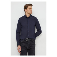 Košile Calvin Klein pánská, tmavomodrá barva, slim, s klasickým límcem, K10K110856