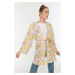 Trendyol Multicolored Floral Patterned Kimono & Kaftan with Tie Detail and Pockets