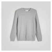 Reserved - Pruhovaný bavlněný svetr - Světle šedá