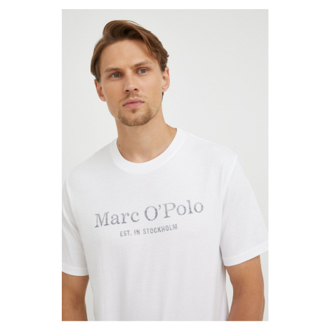 Bavlněné tričko Marc O'Polo bílá barva, s potiskem