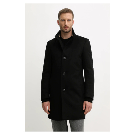 Vlněný kabát BOSS černá barva, 50551078 Hugo Boss