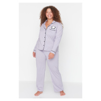 Pletené pyžamo s potiskem Trendyol Curve Lilac