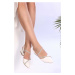 Shoeberry Women's Aspetto White Skin Heeled Shoes - Slippers