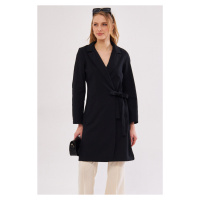 armonika Women's Black Tie Long Coat