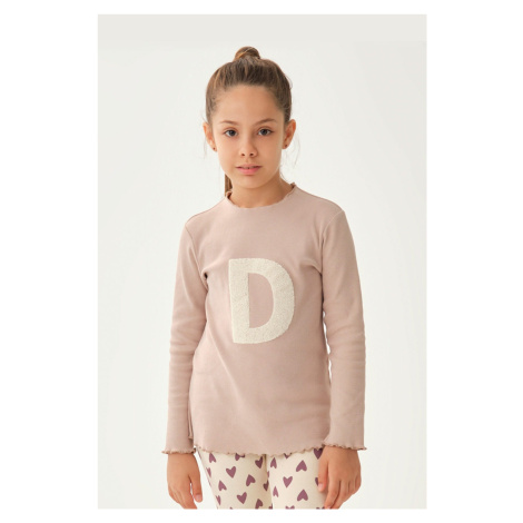 Dagi Dried Rose Embroidery Long Sleeve Sweatshirt