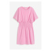 H & M - Tričkové šaty's žabkováním v pase - růžová
