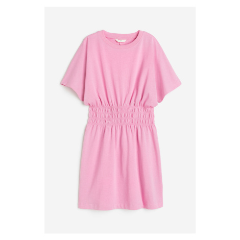 H & M - Tričkové šaty's žabkováním v pase - růžová H&M