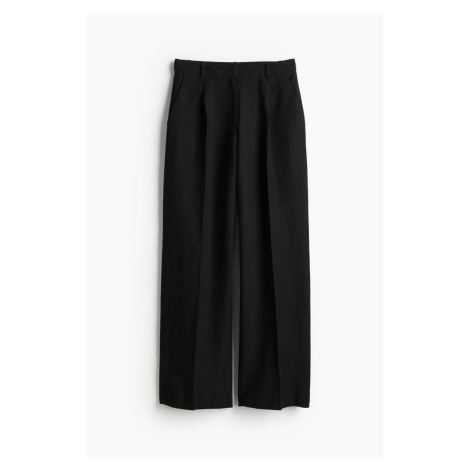 H & M - Kalhoty z lněné směsi - černá H&M