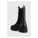Kožené kotníkové boty Tommy Hilfiger Monochromatic Chelsea Boot dámské, černá barva, na plochém 