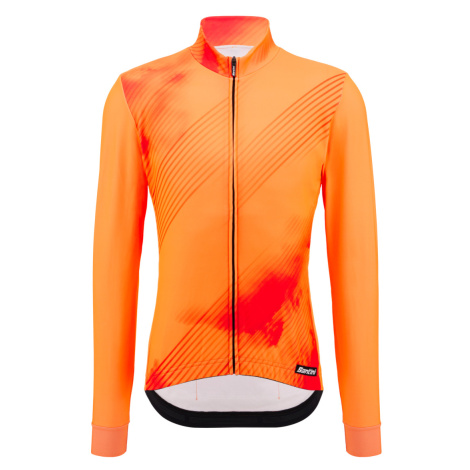 SANTINI Cyklistický dres s dlouhým rukávem zimní - PURE DYE - oranžová