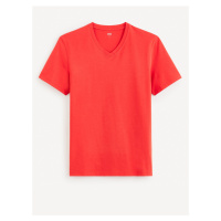 Červené pánské basic tričko Celio Debasev