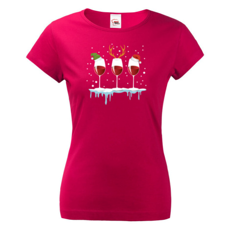 Skvělé dámské vánoční tričko pro milovníky vína - tričko s potiskem vína BezvaTriko