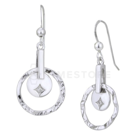 Stříbrné náušnice s diamantem, kruhový design TS-EA-0248