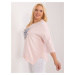 Světle růžová halenka plus size s rozparky