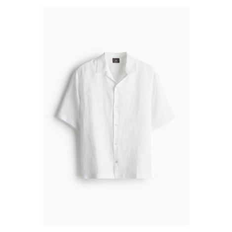 H & M - Lněná košile resort Relaxed Fit - bílá H&M