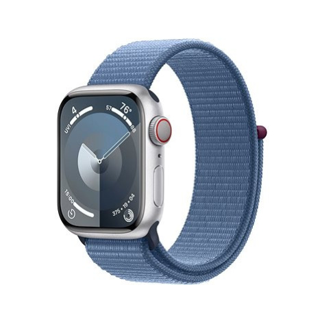 Apple Watch Series 9 41mm Cellular Stříbrný hliník s ledově modrým provlékacím sportovním řemínk