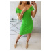 Žebrované šaty s řasením světle zelené