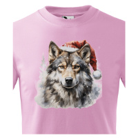 Roztomilé dětské vánoční tričko s potiskem vánočního vlka - skvělé vánoční tričko