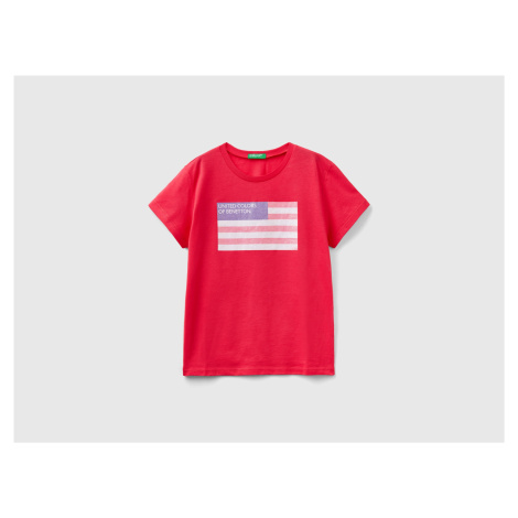 Benetton, T-shirt With Glittery Logo In Organic Cotton United Colors of Benetton