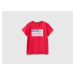 Benetton, T-shirt With Glittery Logo In Organic Cotton