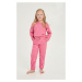 Zateplené dívčí pyžamo Erika růžové s hvězdičkami
