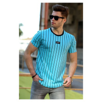 Madmext Men's Striped Blue T-Shirt 4522