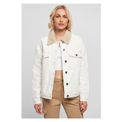 Ladies Oversized Sherpa Denim Jacket - offwhite raw Urban Classics