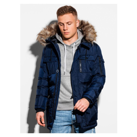 Ombre Clothing Modrá zimní bunda c355