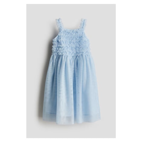 H & M - Třpytivé tylové šaty's volánky - modrá H&M