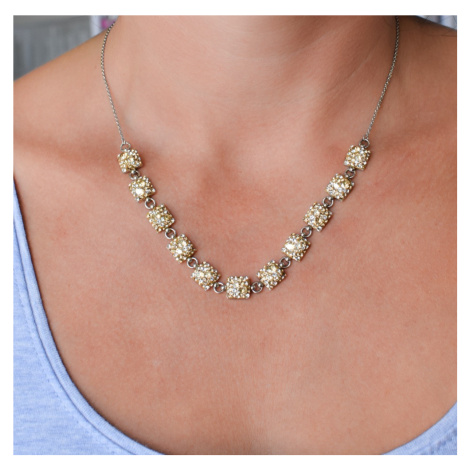 Evolution Group Stříbrný náhrdelník s krystaly Swarovski zlatý čtverec 32025.5