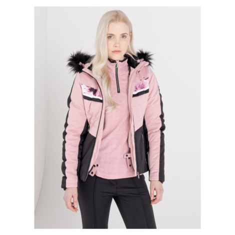 Černo-růžová dámská lyžařská bunda s kapucí a umělým kožíškem Dare 2B  Dynamite | Modio.cz