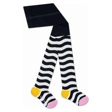 Dětské černobílé punčochy Happy Socks se vzorem Wavy
