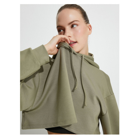 Koton Sport Crop Hooded Oversize Sweatshirt Modal Fabric Long Sleeve