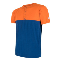 SENSOR MERINO AIR PT pánské triko kr.rukáv s knoflíky oranžová/modrá