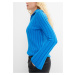 Bonprix BODYFLIRT žebrovaný svetr se zipem Barva: Modrá, Mezinárodní