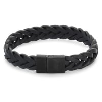 Rebel&Rose Černý kožený náramek Braided Black Black RR-M0026-B 20 cm - L+