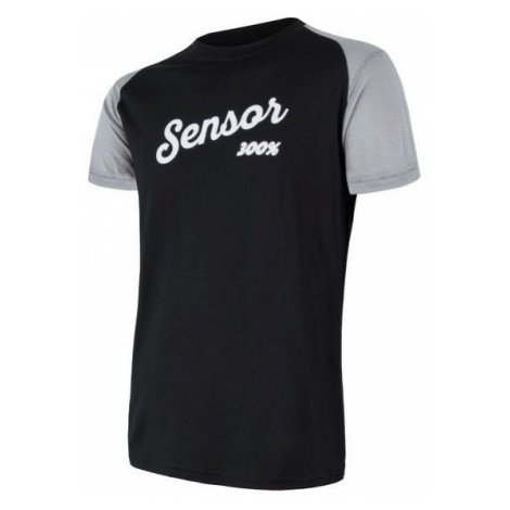 Sensor Merino Active PT Logo Pánské tričko krátký rukáv black/grey XXL