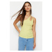 Trendyol Yellow One-Shoulder Fitted/Plastic Ribbed Stretch Knit Blouse