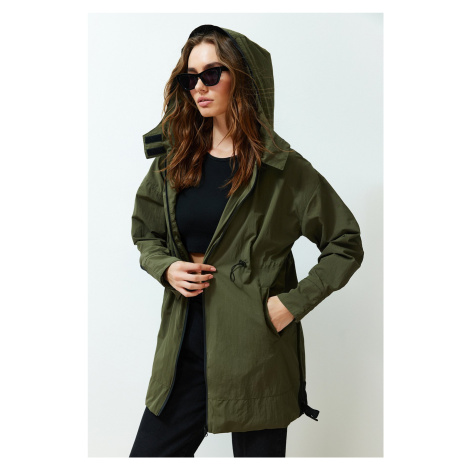 Trendyol Khaki Oversize Wide Cut Raincoat Coat